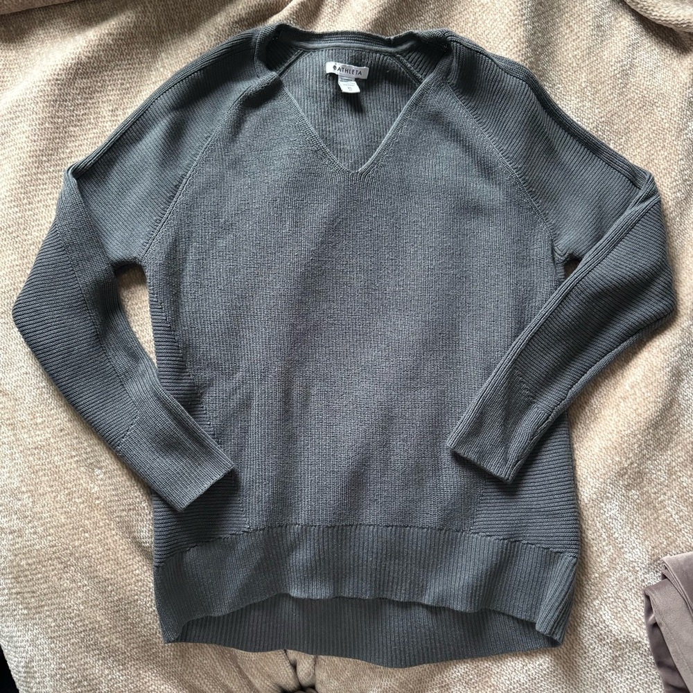 Athleta Sage Green Knit Oversized Sweater Size XS